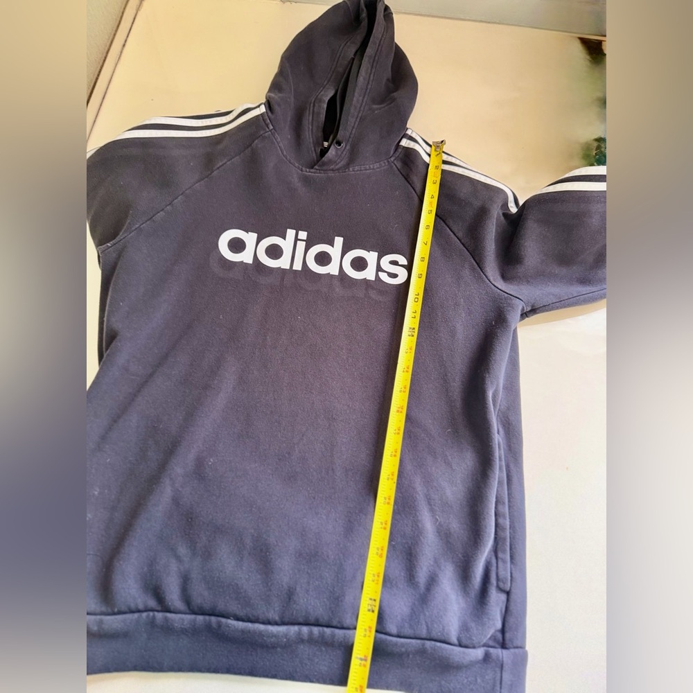 adidas Black Hoodie with White Stripes unisex - Picture 5 of 7